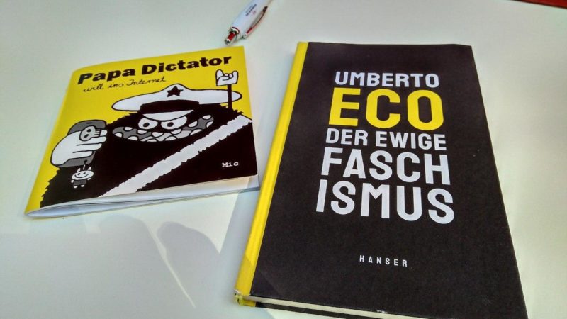Bidl der Bücher "Papa Diktator will ins Internet" und der "Ewige Faschismus"